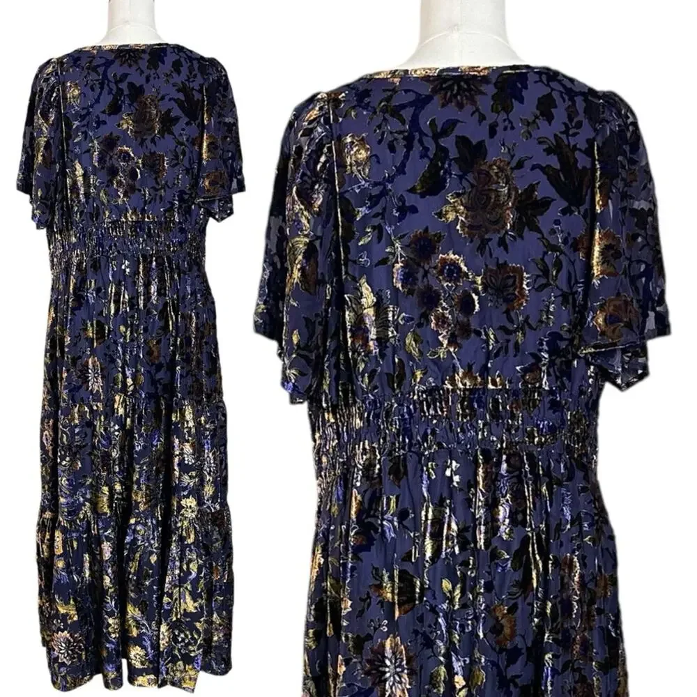 Anthropologie The Somerset Maxi Dress Velvet Devore Bohemian Witchy Medium MP